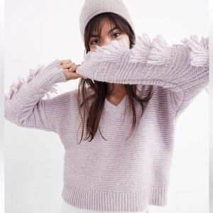 Madewell Lavender Fringe Sweater
